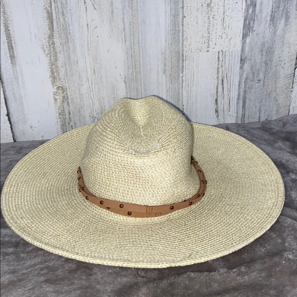 0516 Scala Wide Brim Studded Band Safari Straw Hat - Picture 4 of 8